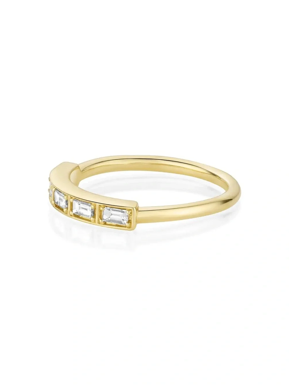 Marrow Fine White Diamond Step Cut Stacking Band